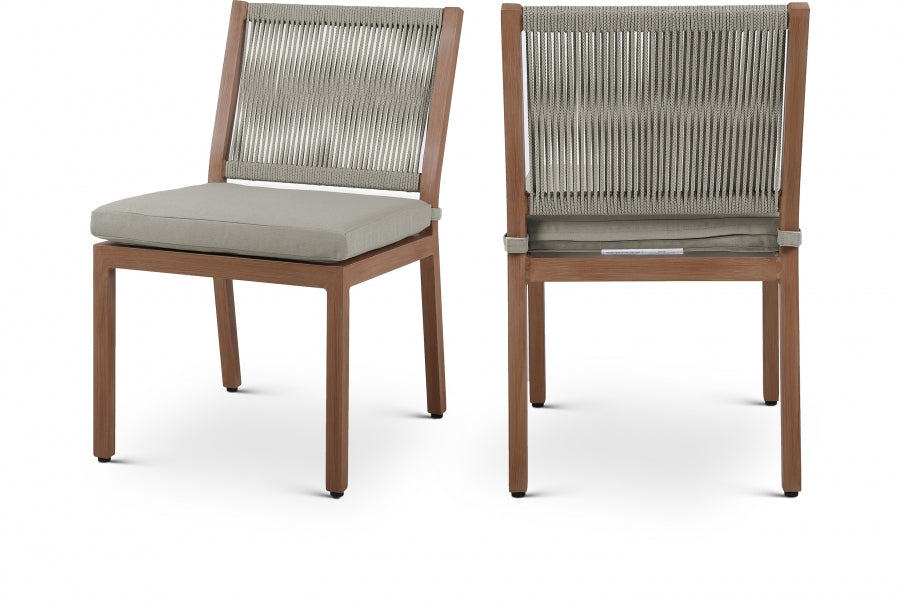 Maui Water Resistant Fabric Upholstered Outdoor Patio Dining Side Chair - Grey