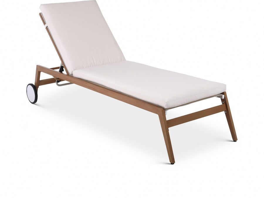 Maui Water Resistant Fabric Upholstered Outdoor Patio Lounger - Cream