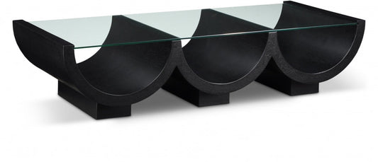 Beverwil Glass Top And Oak Veneer Base Coffee Table - Black
