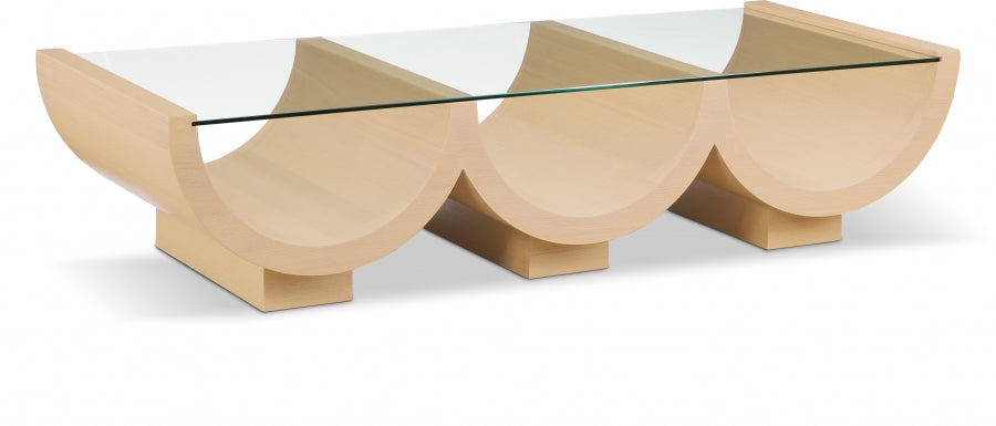 Beverwil Glass Top And Oak Veneer Base Coffee Table - Natural