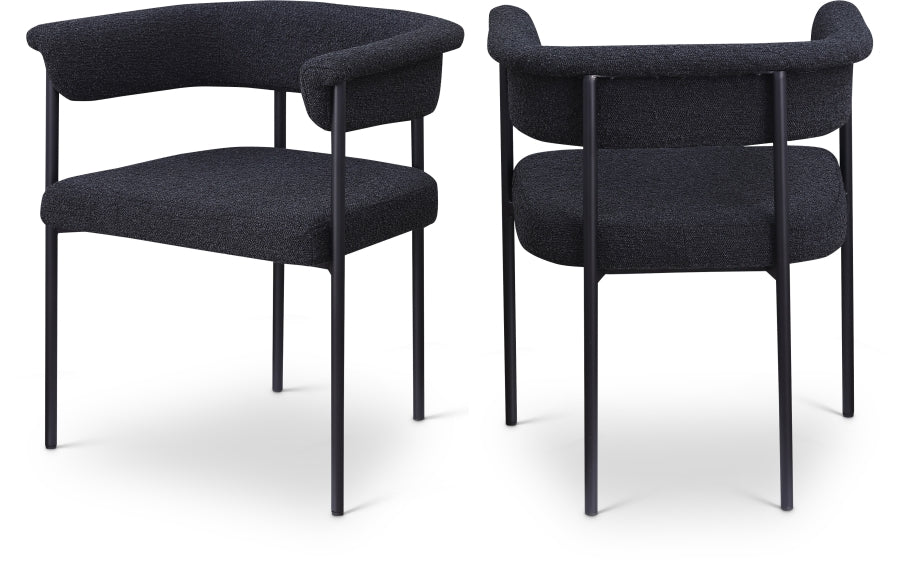 Malin Boucle Fabric Upholstered Dining Chair - Black