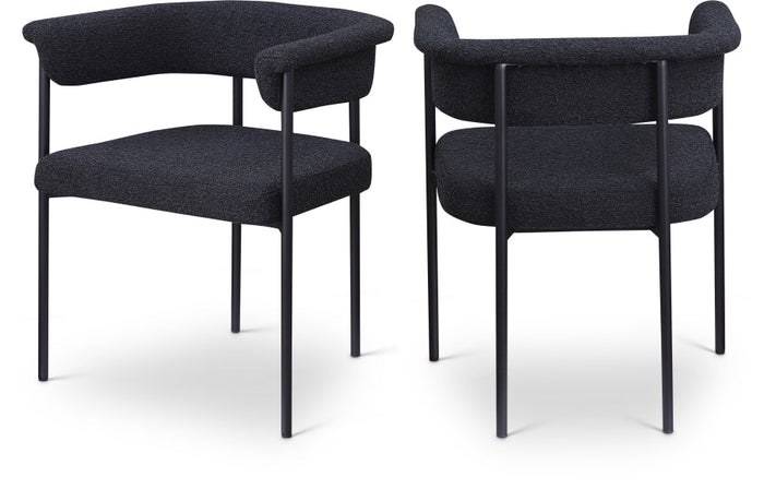 Malin Boucle Fabric Upholstered Dining Chair - Black