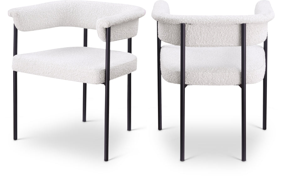 Malin Boucle Fabric Upholstered Dining Chair - Cream