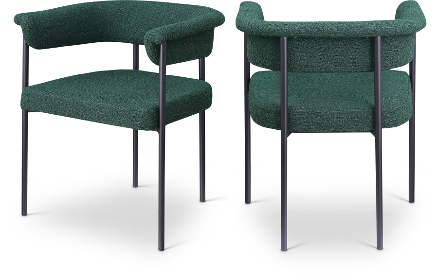 Malin Boucle Fabric Upholstered Dining Chair - Green