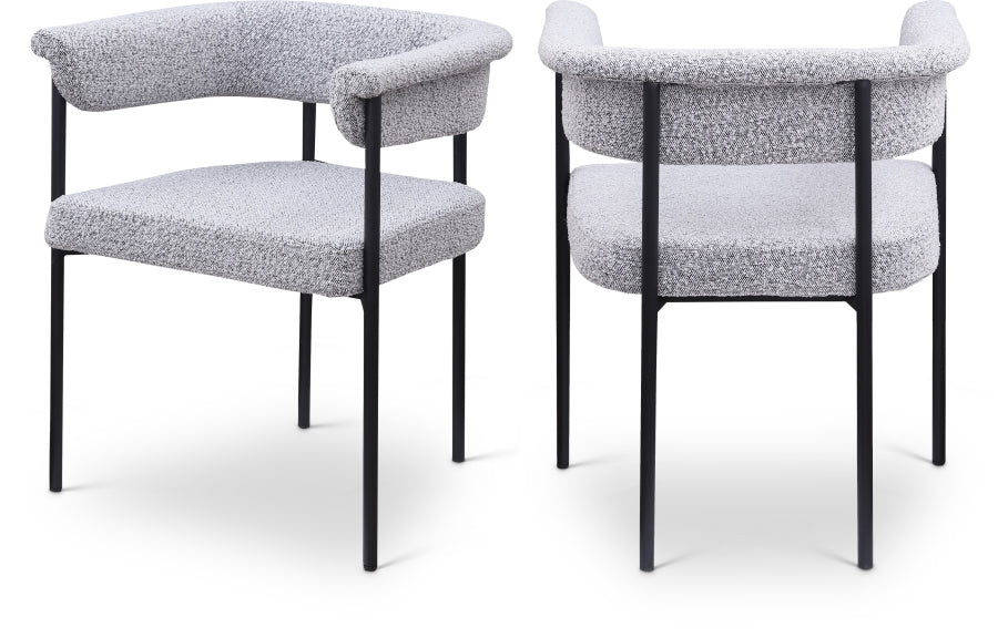 Malin Boucle Fabric Upholstered Dining Chair - Grey