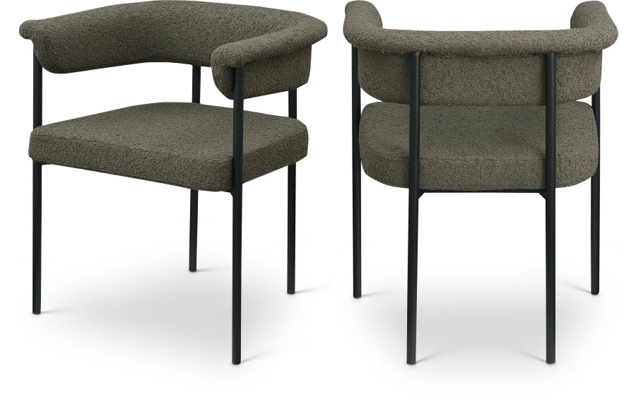 Malin Boucle Fabric Upholstered Dining Chair - Olive