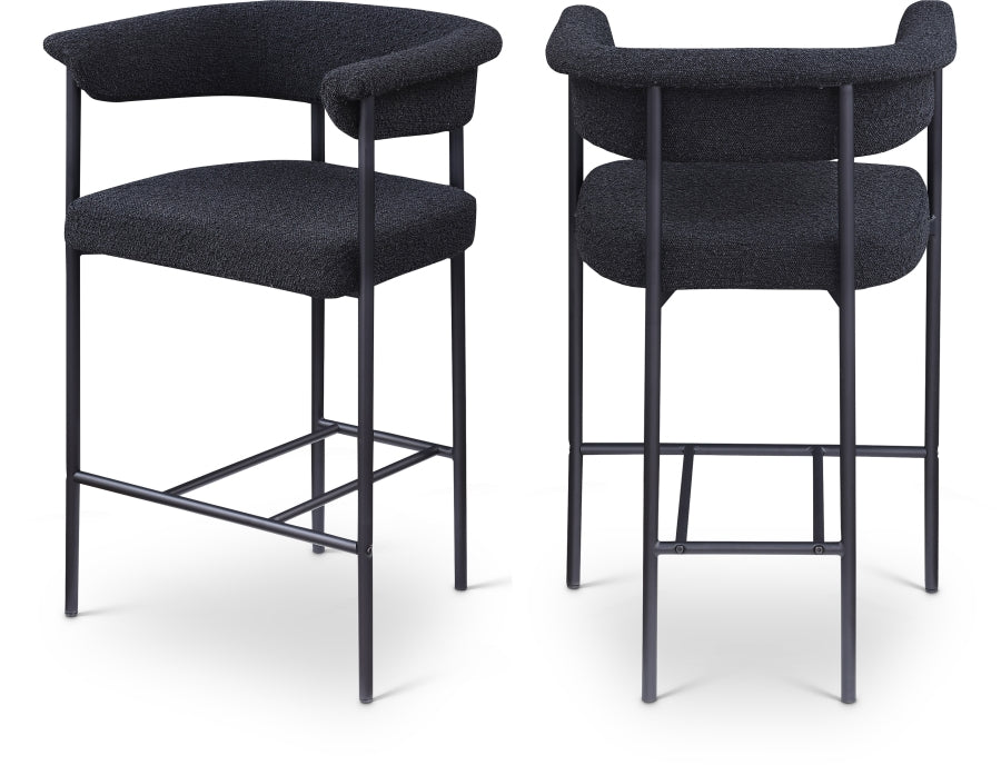 Malin Boucle Fabric Upholstered Counter Stool - Black