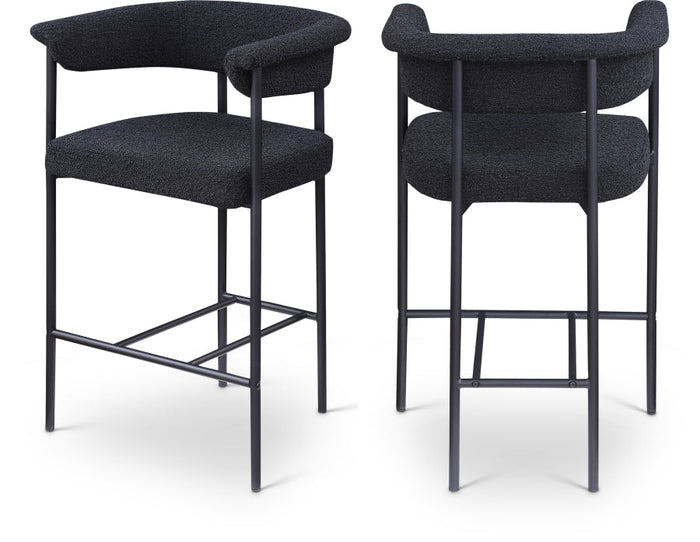 Malin Boucle Fabric Upholstered Counter Stool - Black