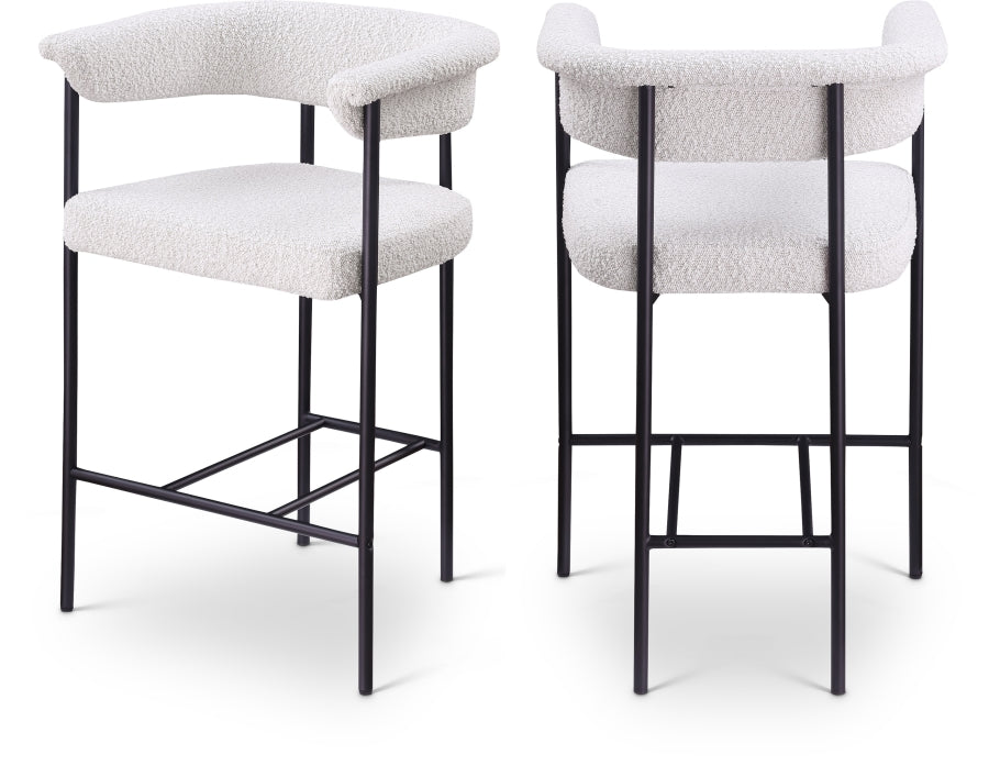 Malin Boucle Fabric Upholstered Counter Stool - Cream
