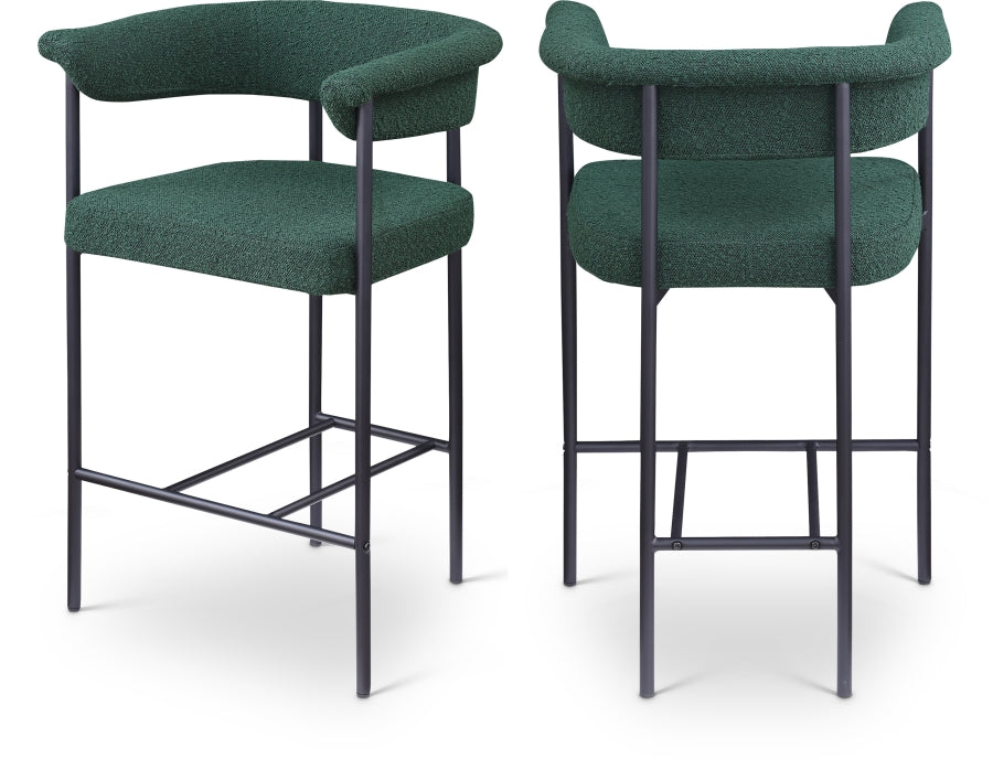 Malin Boucle Fabric Upholstered Counter Stool - Green