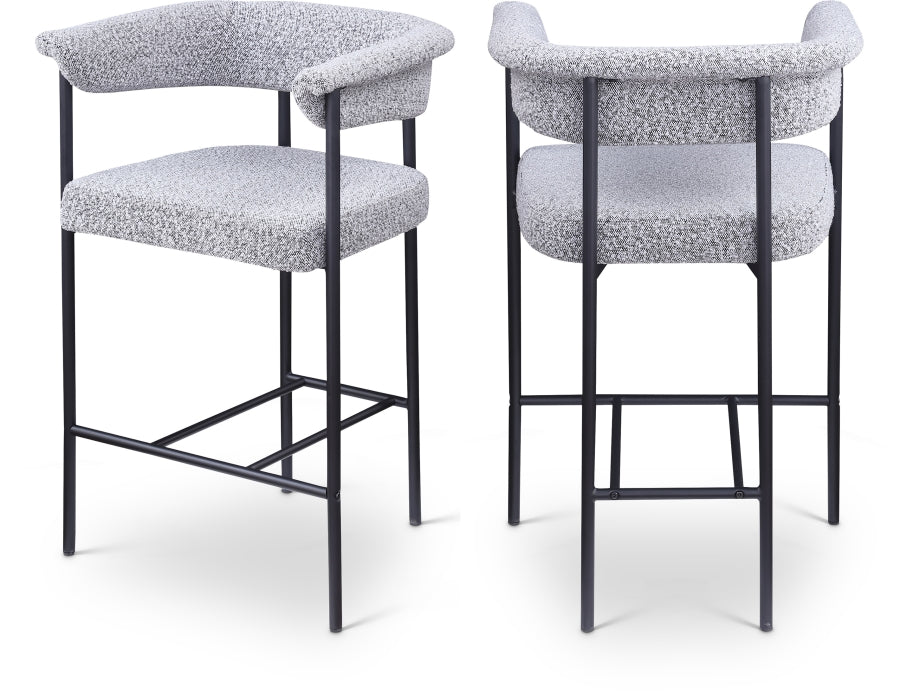 Malin Boucle Fabric Upholstered Counter Stool - Grey