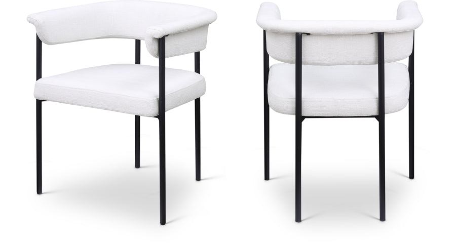 Malin Linen Textured Fabric Upholstered Dining Chair - Cream