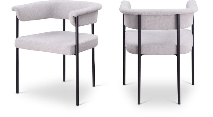 Malin Linen Textured Fabric Upholstered Dining Chair - Grey