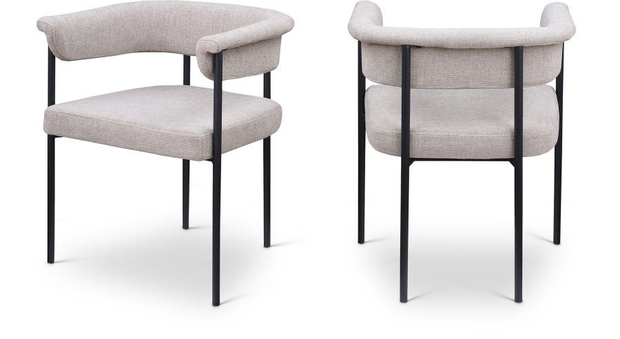 Malin Linen Textured Fabric Upholstered Dining Chair - Taupe