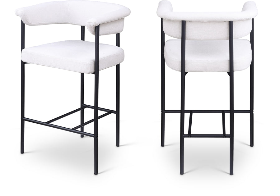 Malin Linen Textured Fabric Upholstered Counter Stool - Cream