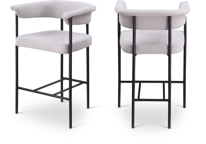 Malin Linen Textured Fabric Upholstered Counter Stool - Grey