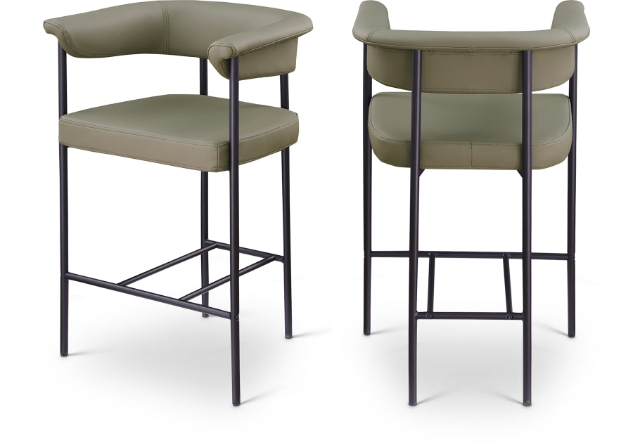 Malin Vegan Leather Upholstered Counter Stool - Olive