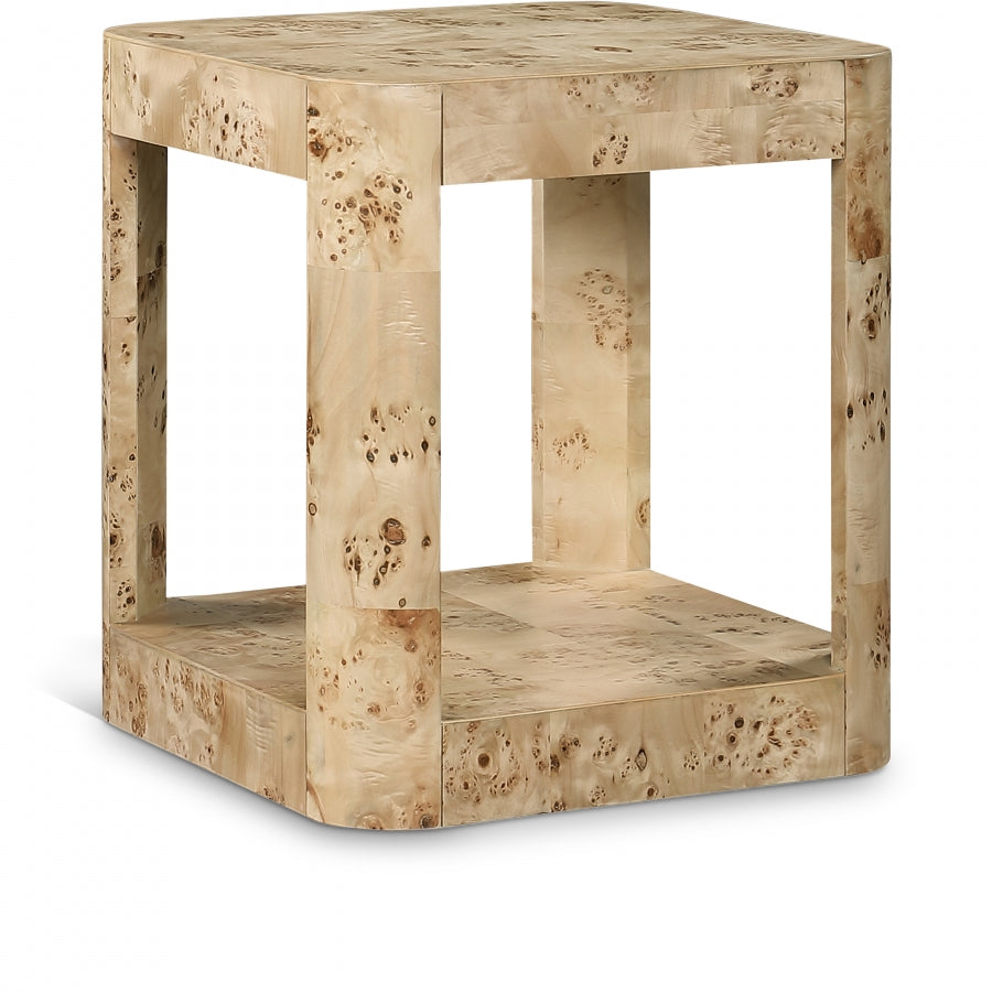 Reeves Solid Wood And Veneer End / Side Table - Natural Burl
