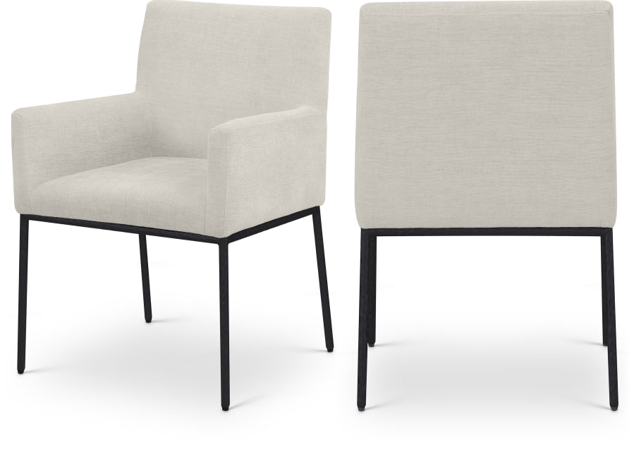 Reeves Chenille Fabric Upholstered Dining Arm Chair - Cream