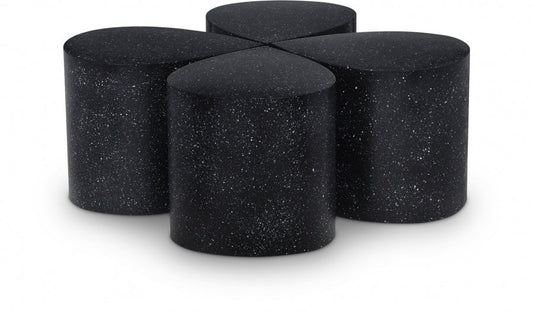 Petal Terrazzo Pattern Iron 4pc. Coffee Table - Black