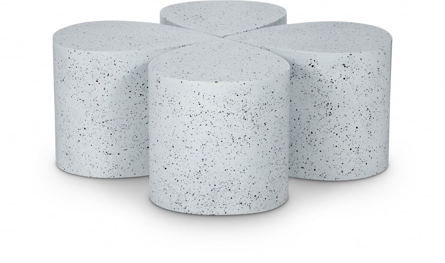 Petal Terrazzo Pattern Iron 4pc. Coffee Table - White
