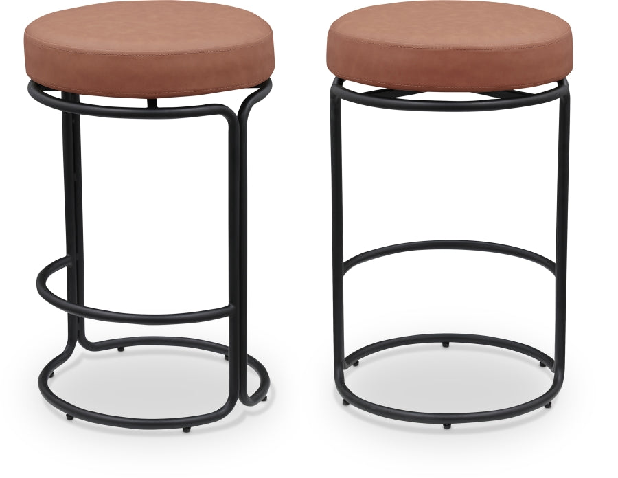 Madison Vegan Leather Upholstered Counter Stool - Cognac