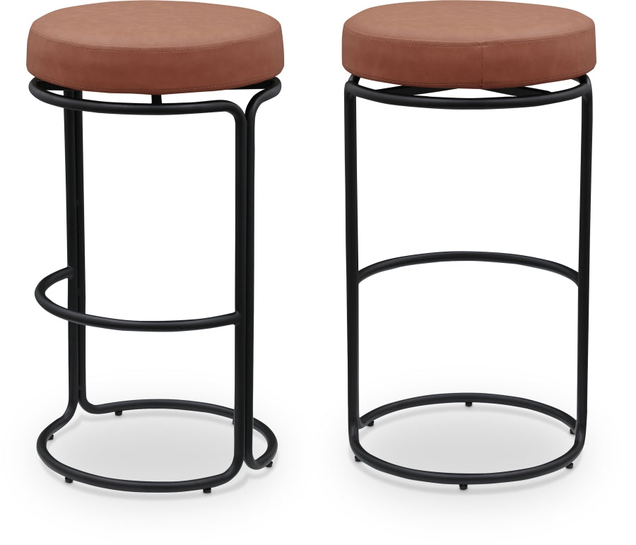 Madison Vegan Leather Upholstered Bar Stool - Cognac