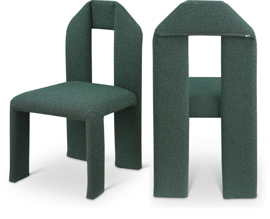 Bennett Boucle Fabric Upholstered Dining Chair - Green