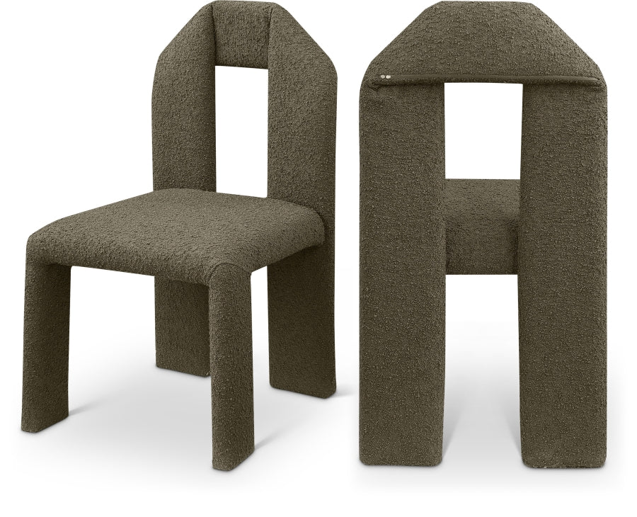 Bennett Boucle Fabric Upholstered Dining Chair - Olive
