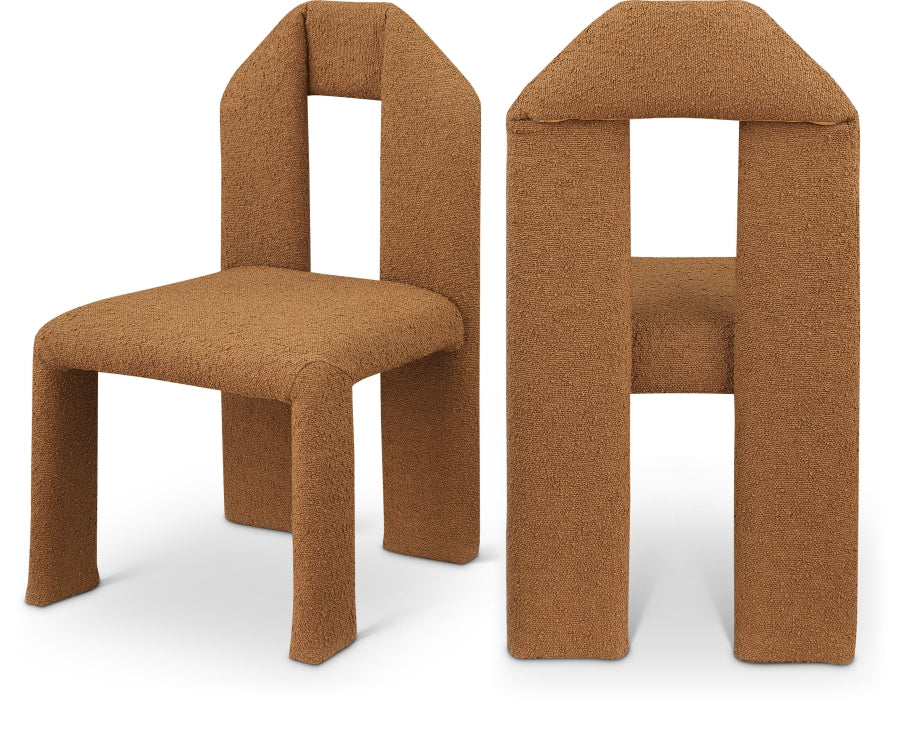 Bennett Boucle Fabric Upholstered Dining Chair - Saddle