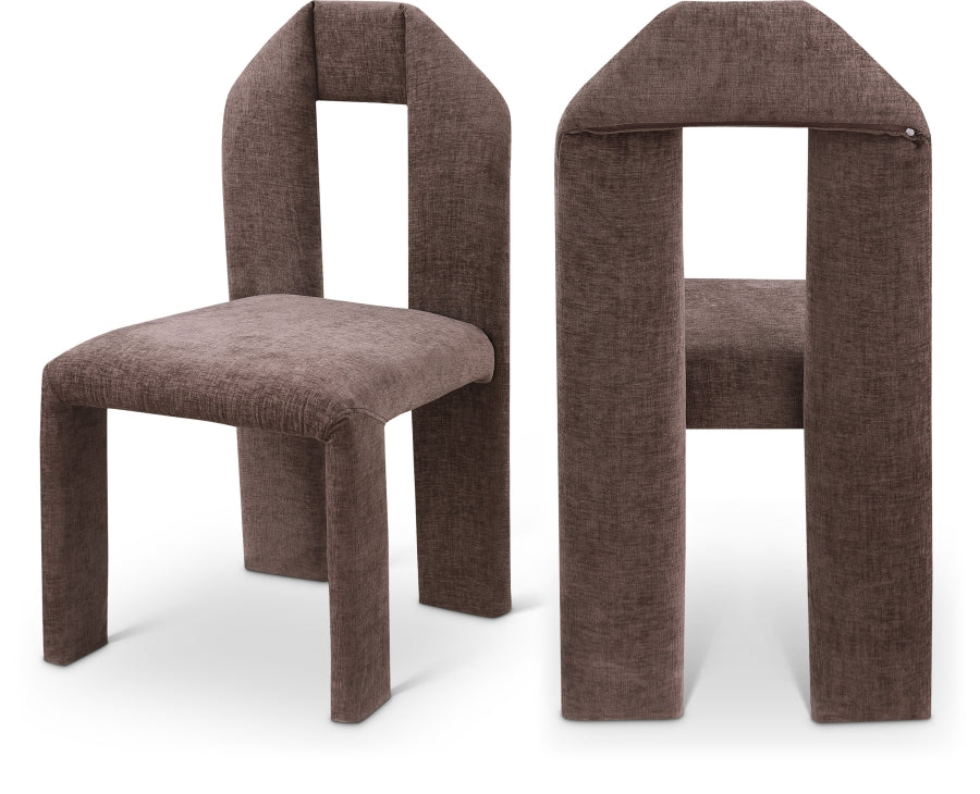 Bennett Chenille Fabric Upholstered Dining Chair - Brown