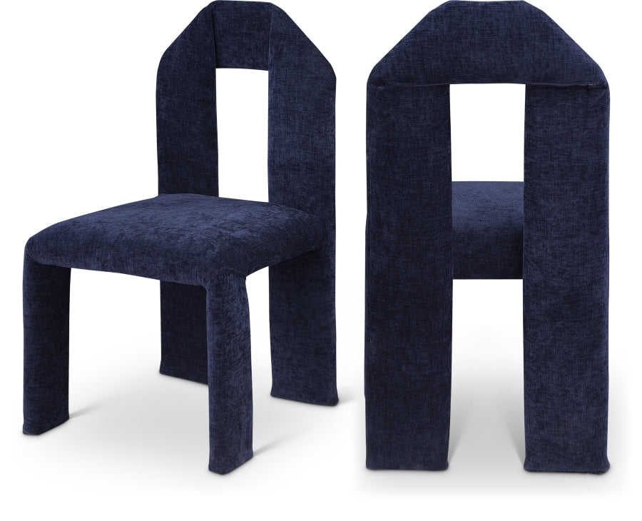 Bennett Chenille Fabric Upholstered Dining Chair - Blue