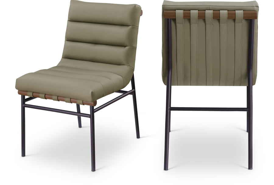 Burke Vegan Leather Upholstered Dining Chair - Olive