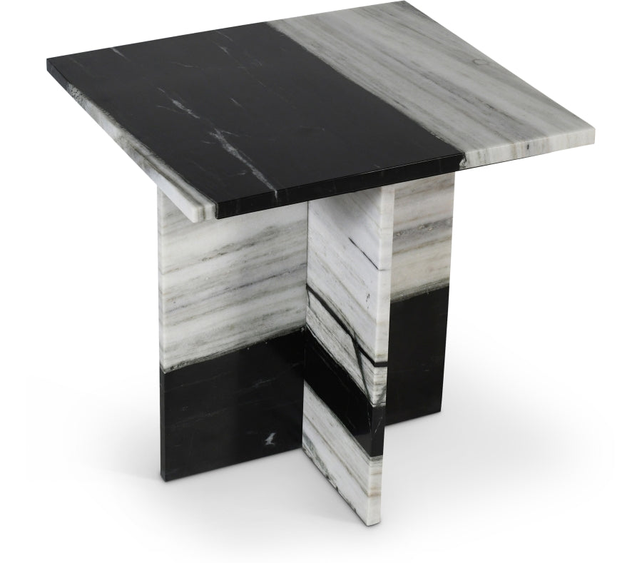 Verona Genuine Marble End Table - Panda