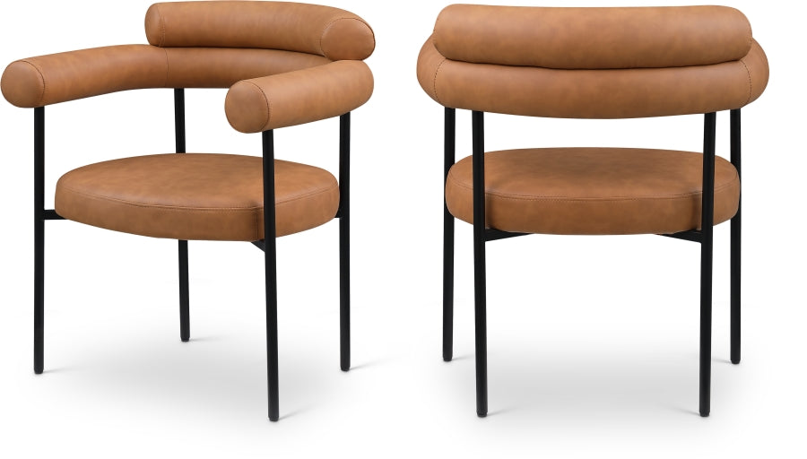 Blake Vegan Leather Upholstered Dining Chair - Cognac