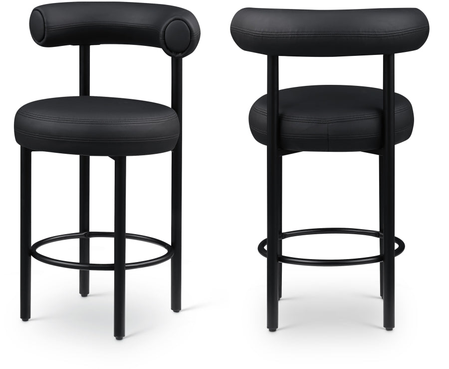 Bordeaux Vegan Leather Upholstered Counter Stool - Black