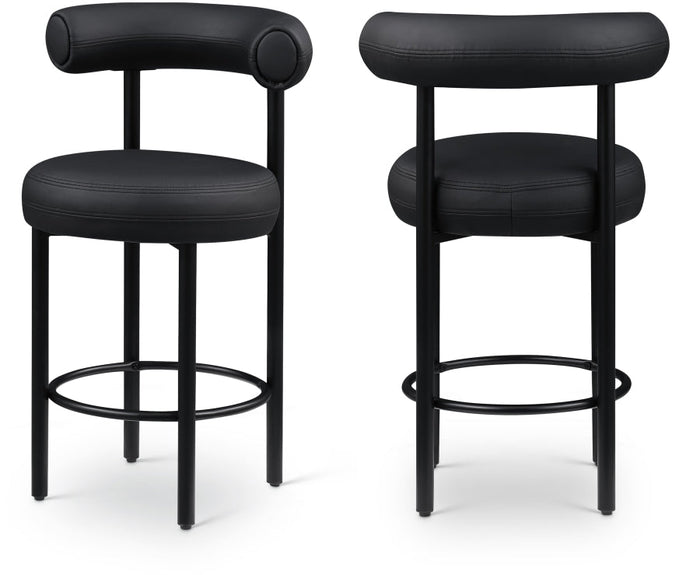 Bordeaux Vegan Leather Upholstered Counter Stool - Black