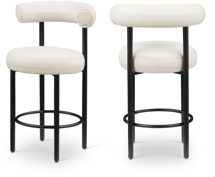 Bordeaux Vegan Leather Upholstered Counter Stool - Cream
