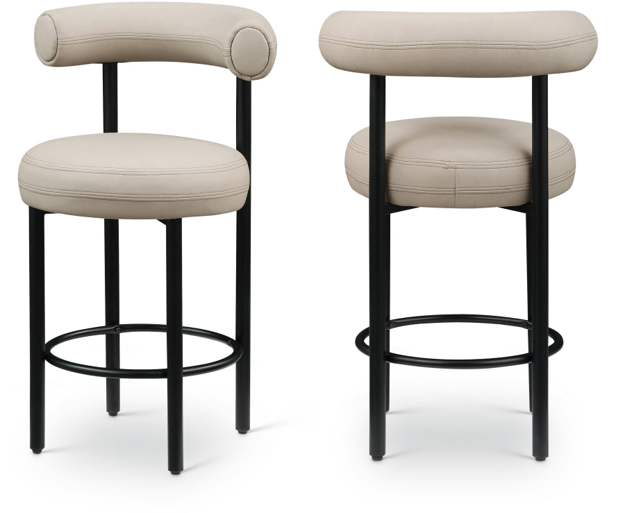 Bordeaux Vegan Leather Upholstered Counter Stool - Taupe