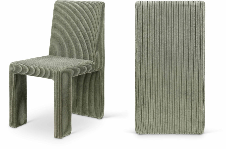 Benson Corduroy Fabric Upholstered Dining Chair - Green
