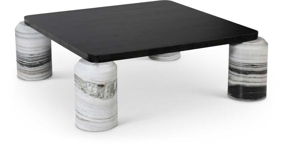 Ferrara Genuine Marble Base And Oak Wood Top Coffee Table - Panda