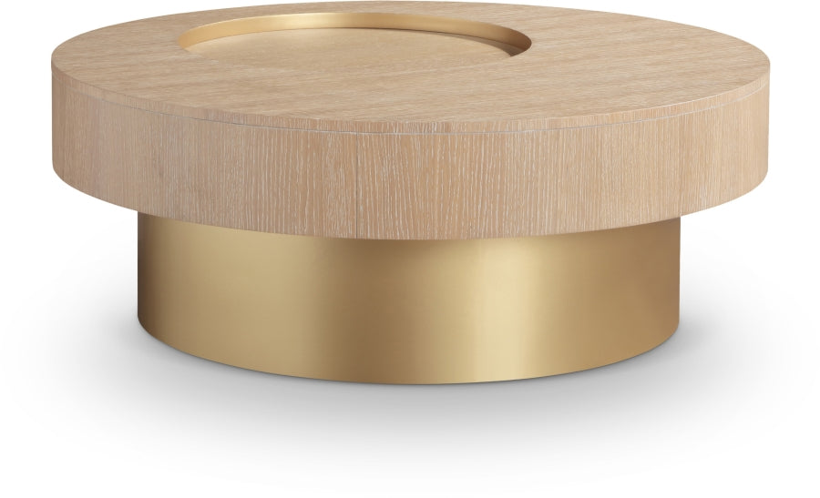 Makai Oak Veneer Top And Metal Base Coffee Table - Natural
