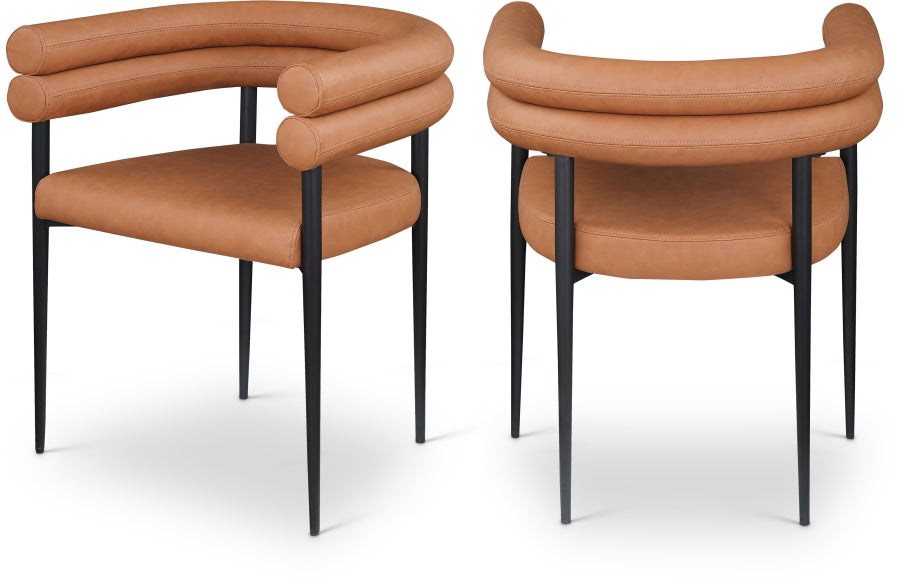 Lavina Vegan Leather Upholstered Dining Chair - Cognac