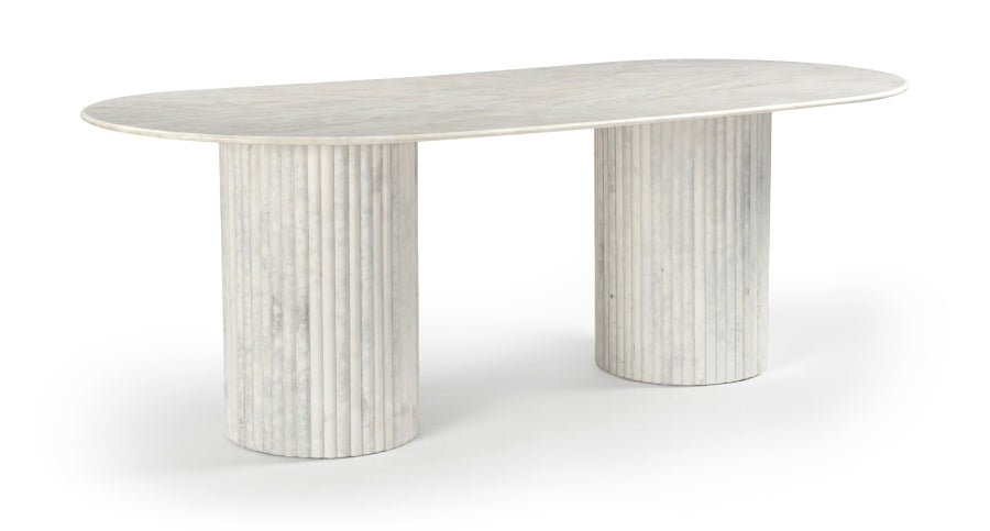 Messina 87" Genuine Marble Dining Table - White
