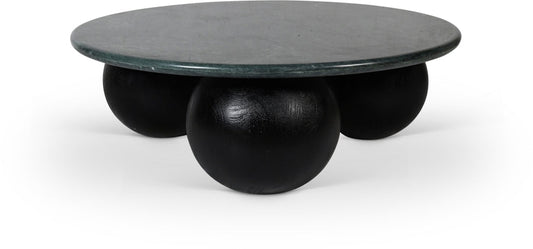 Treviso Genuine Marble Top And Mango Wood Base Coffee Table - Green