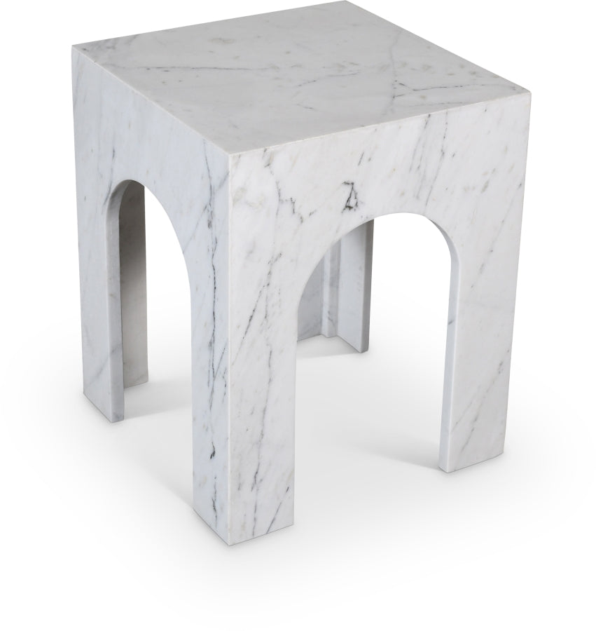 Palermo Genuine Marble End Table - White