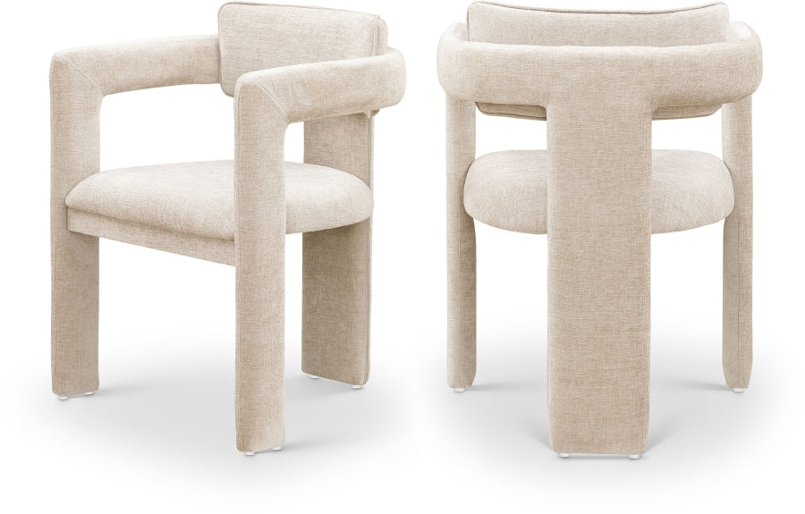 Brenda Chenille Fabric Upholstered Dining Chair - Beige