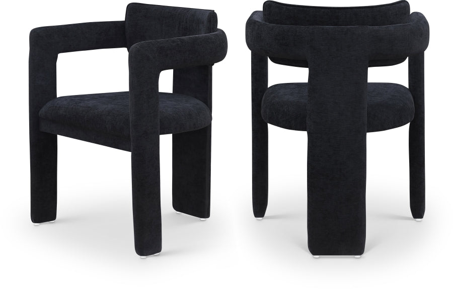 Brenda Chenille Fabric Upholstered Dining Chair - Black