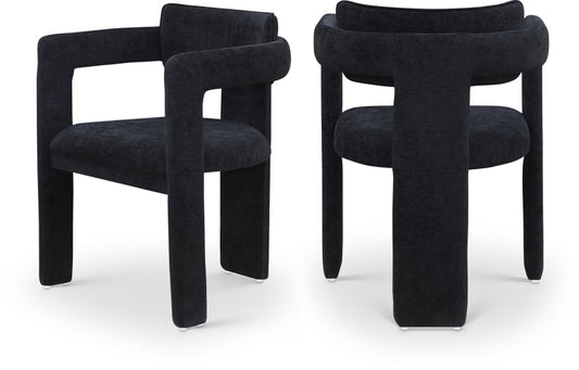 Brenda Chenille Fabric Upholstered Dining Chair - Black