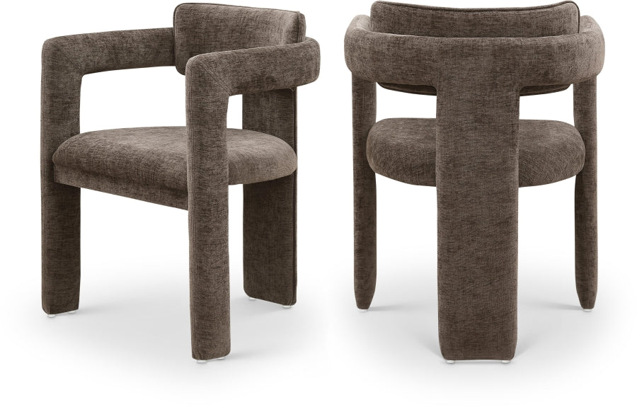 Brenda Chenille Fabric Upholstered Dining Chair - Brown